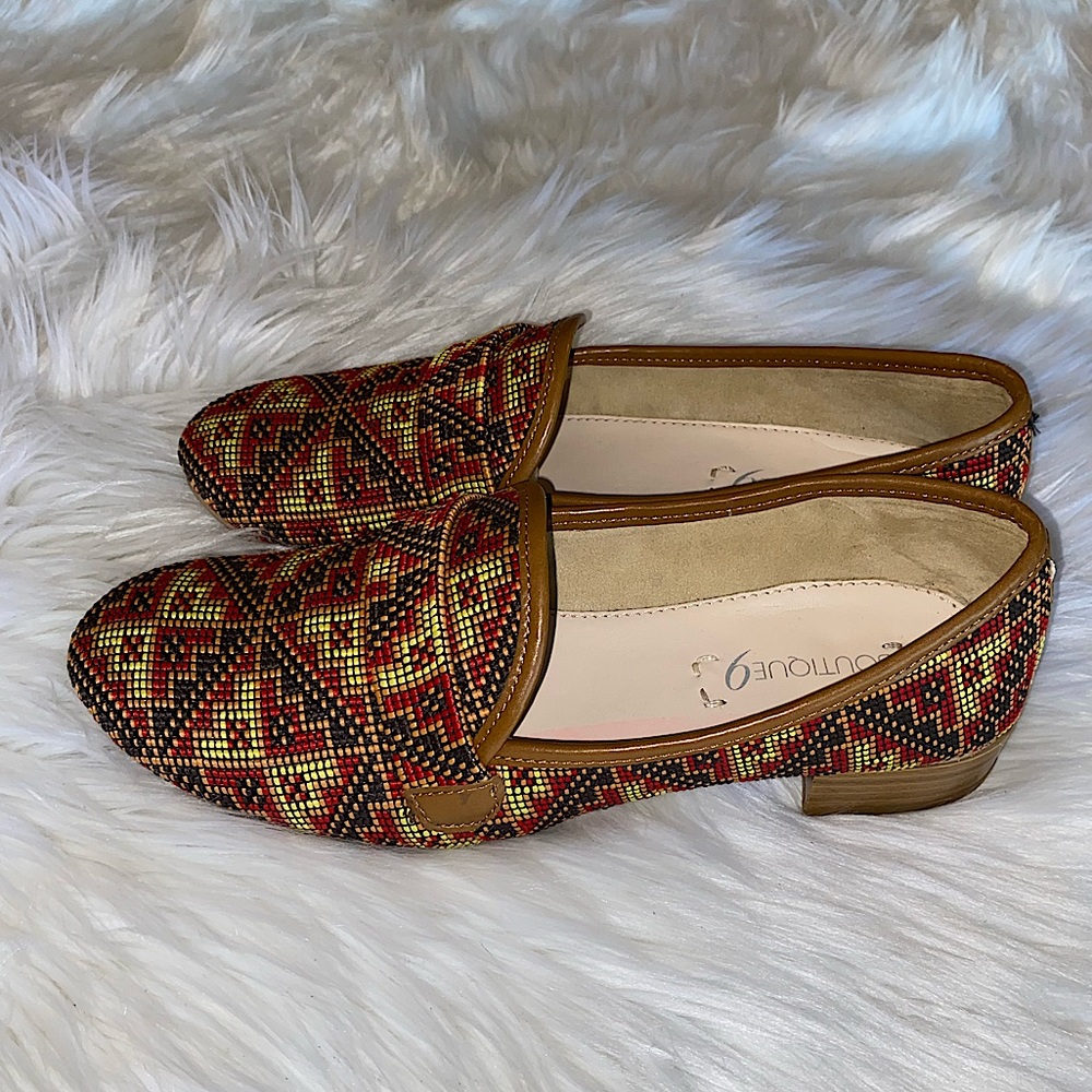 Boutique 9 multi-colored moccasin loafers size 7.5 boho tribal print